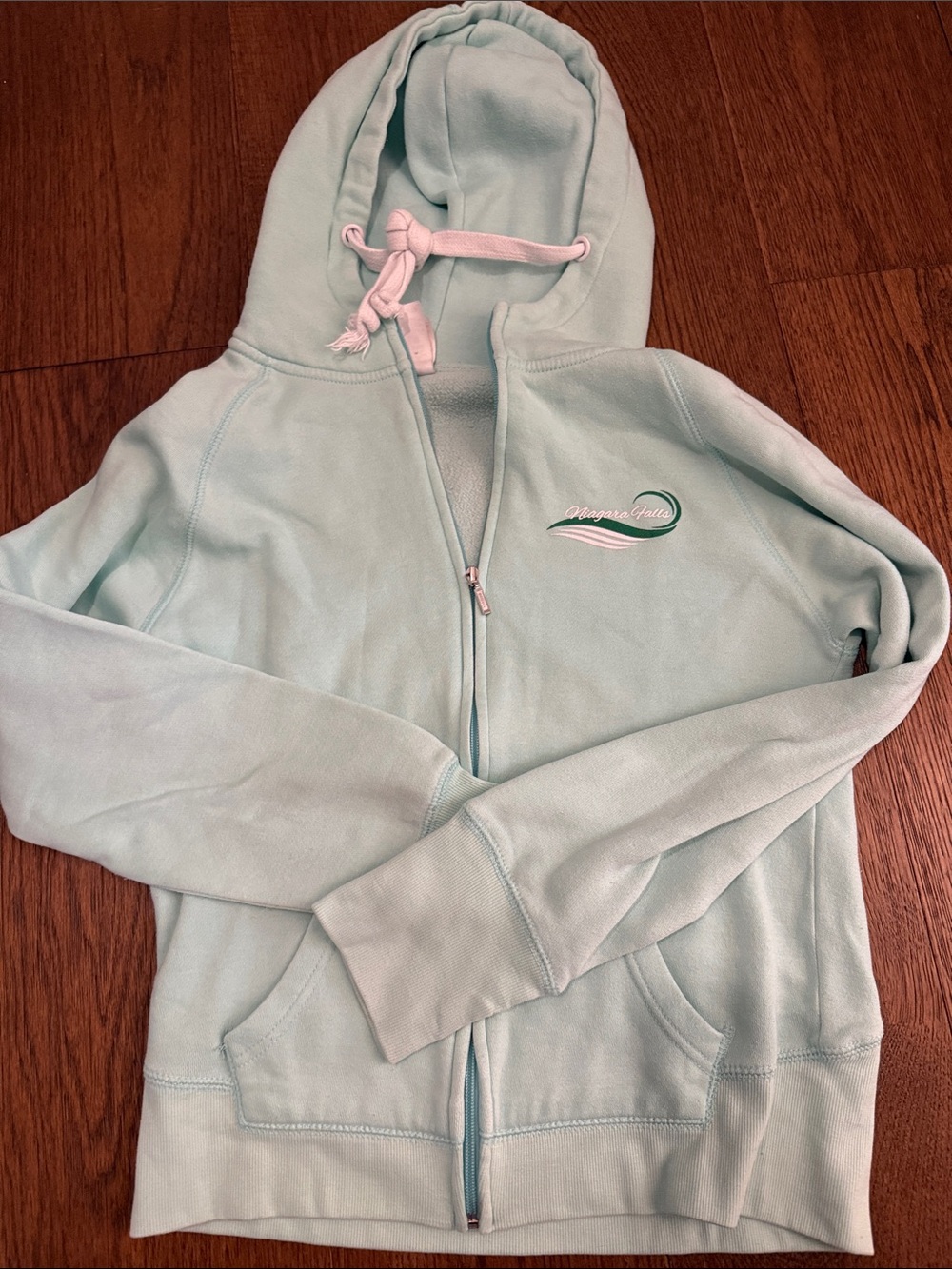 Niagara Falls Mint Zip-Up Hoodie with Embroidered Logo